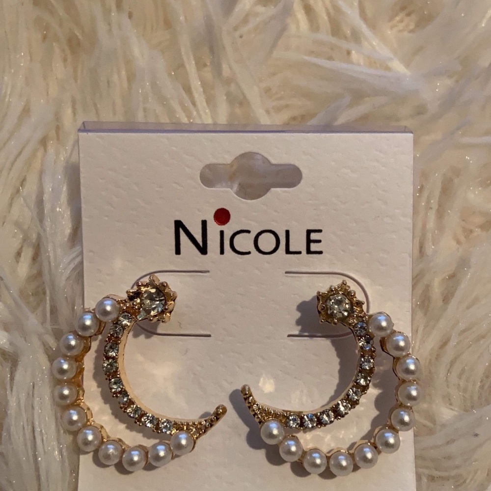 Moon star earrings pearl - Picture 1 of 1